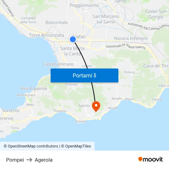 Pompei to Agerola map