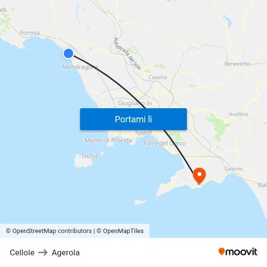 Cellole to Agerola map