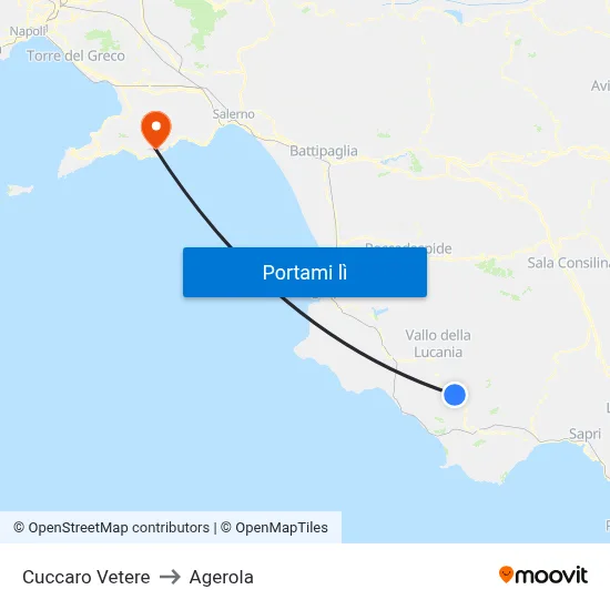 Cuccaro Vetere to Agerola map