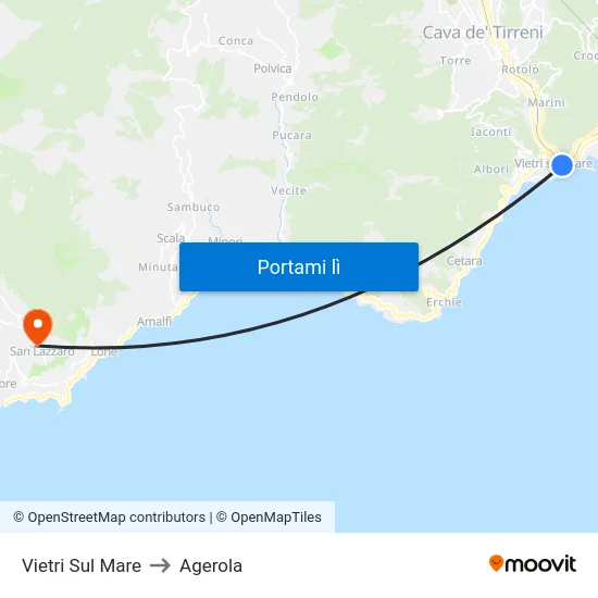 Vietri Sul Mare to Agerola map