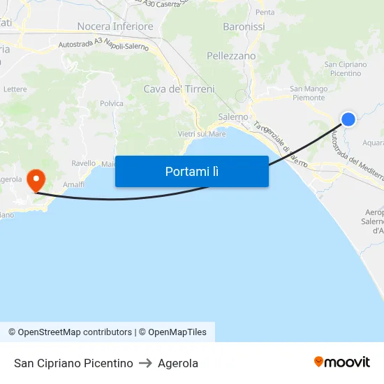 San Cipriano Picentino to Agerola map