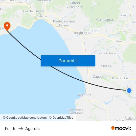 Felitto to Agerola map