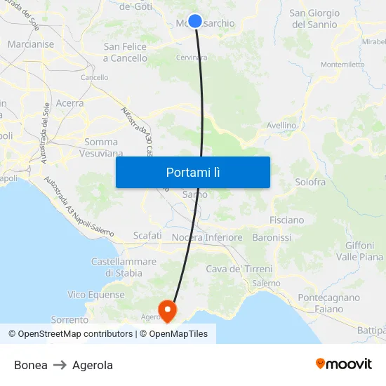 Bonea to Agerola map