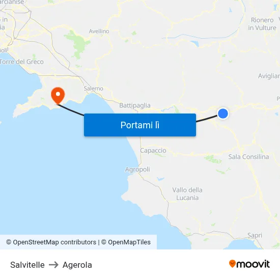 Salvitelle to Agerola map