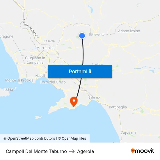 Campoli Del Monte Taburno to Agerola map