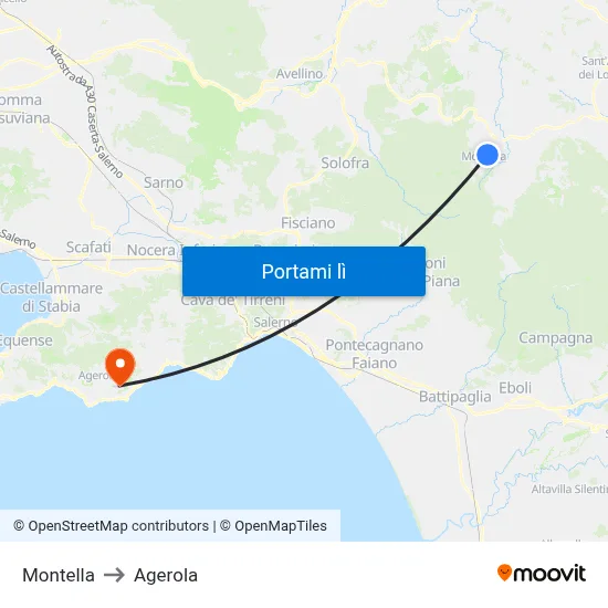 Montella to Agerola map
