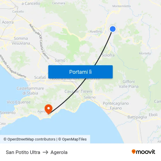 San Potito Ultra to Agerola map