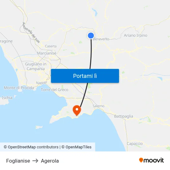 Foglianise to Agerola map