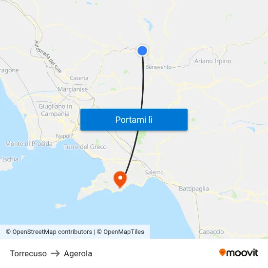 Torrecuso to Agerola map