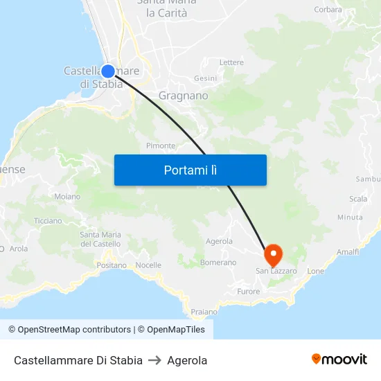 Castellammare Di Stabia to Agerola map