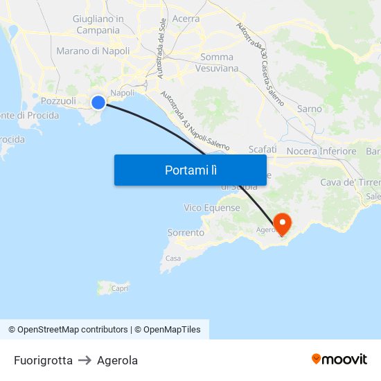 Fuorigrotta to Agerola map