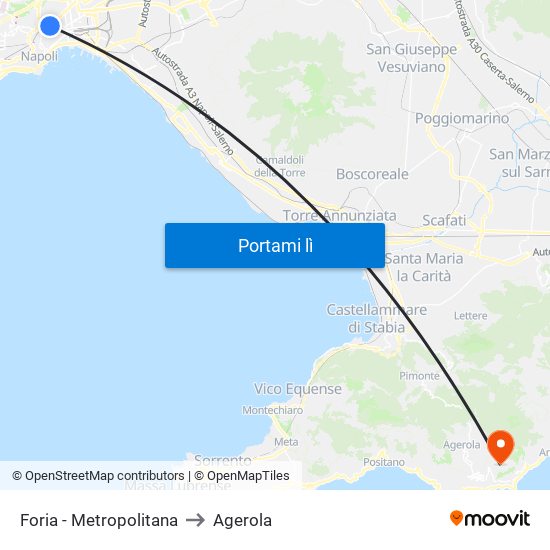 Foria - Metropolitana to Agerola map