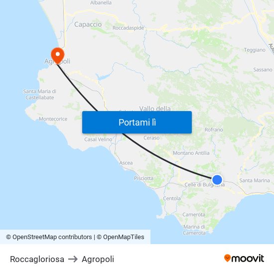 Roccagloriosa to Agropoli map