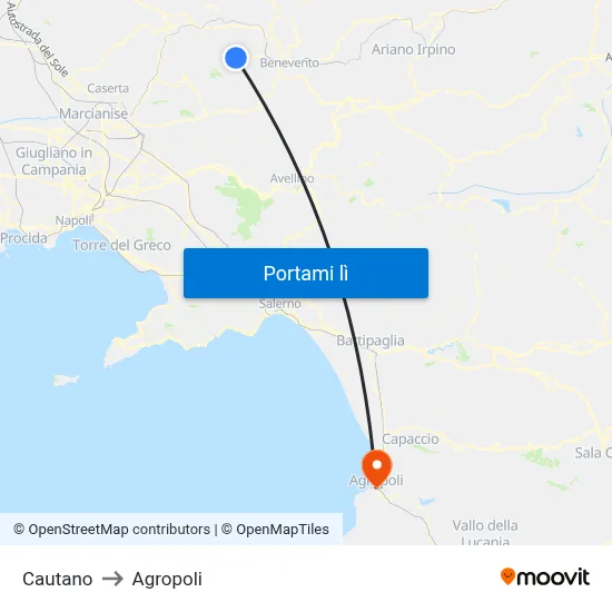 Cautano to Agropoli map