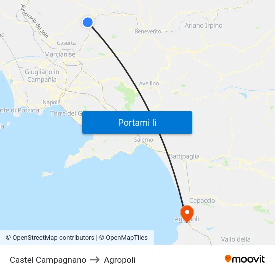 Castel Campagnano to Agropoli map