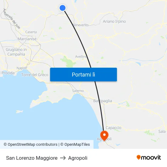 San Lorenzo Maggiore to Agropoli map