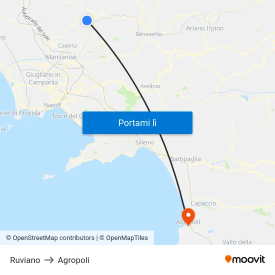 Ruviano to Agropoli map