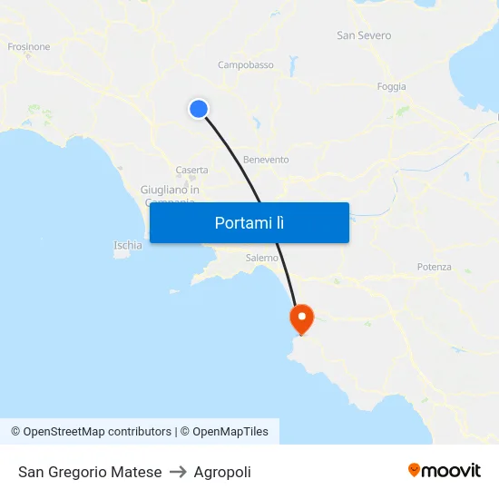 San Gregorio Matese to Agropoli map