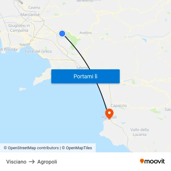 Visciano to Agropoli map
