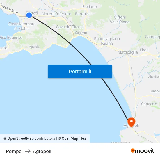 Pompei to Agropoli map
