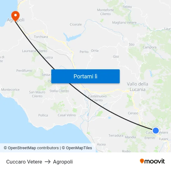 Cuccaro Vetere to Agropoli map
