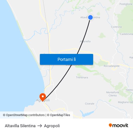 Altavilla Silentina to Agropoli map
