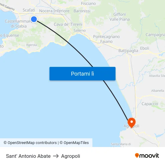 Sant' Antonio Abate to Agropoli map
