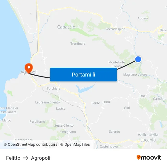 Felitto to Agropoli map