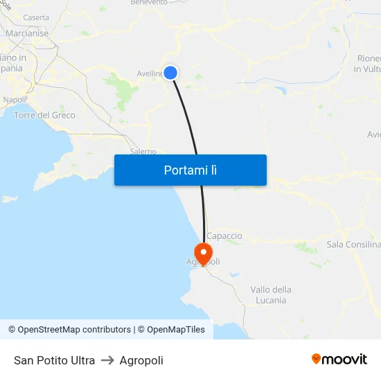 San Potito Ultra to Agropoli map