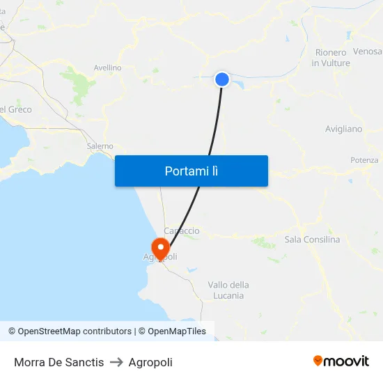 Morra De Sanctis to Agropoli map