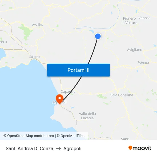 Sant' Andrea Di Conza to Agropoli map