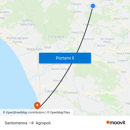 Santomenna to Agropoli map