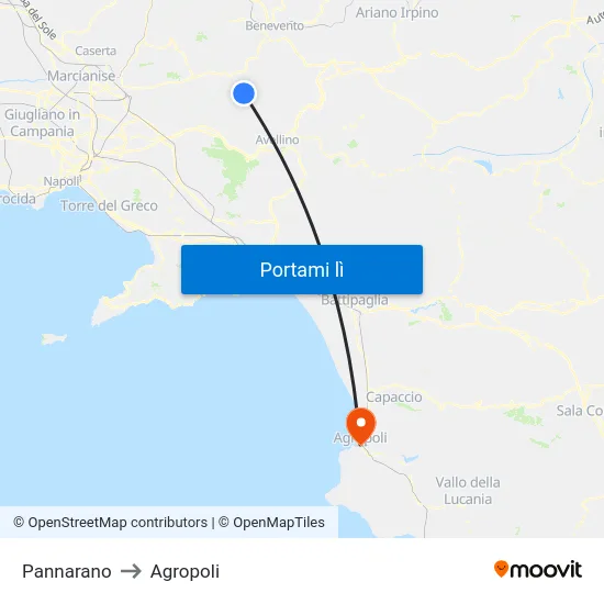 Pannarano to Agropoli map