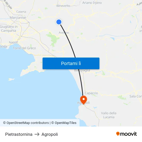 Pietrastornina to Agropoli map