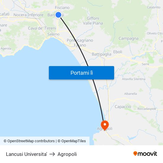 Lancusi Universita' to Agropoli map