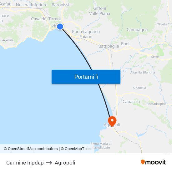 Carmine Inpdap to Agropoli map
