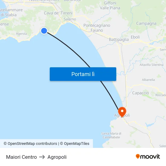 Maiori Centro to Agropoli map