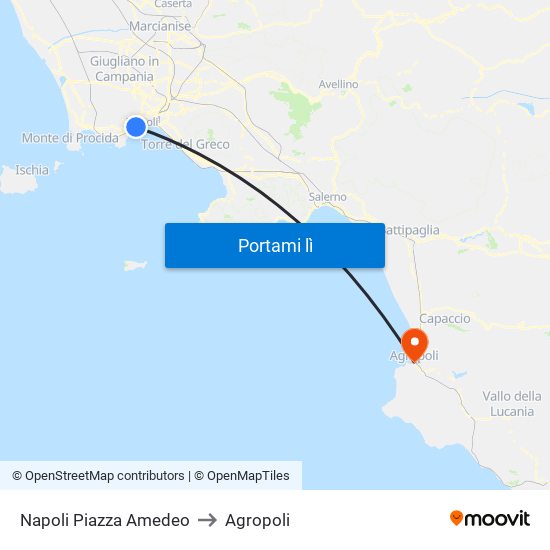 Napoli Piazza Amedeo to Agropoli map