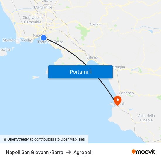 Napoli San Giovanni-Barra to Agropoli map