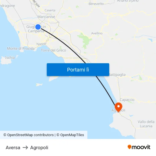 Aversa to Agropoli map