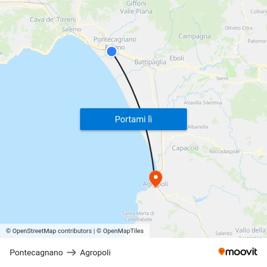Pontecagnano to Agropoli map