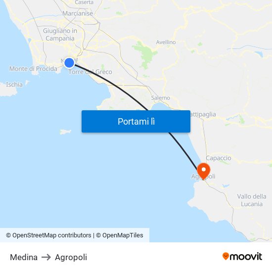 Medina to Agropoli map