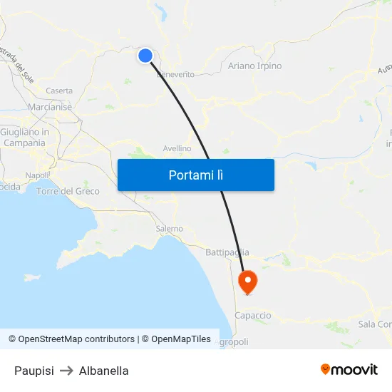 Paupisi to Albanella map