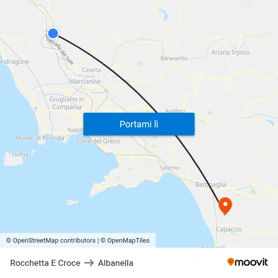 Rocchetta E Croce to Albanella map