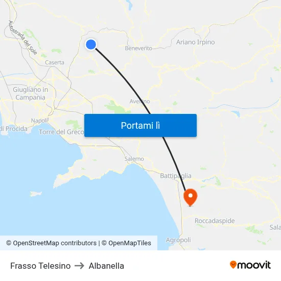 Frasso Telesino to Albanella map
