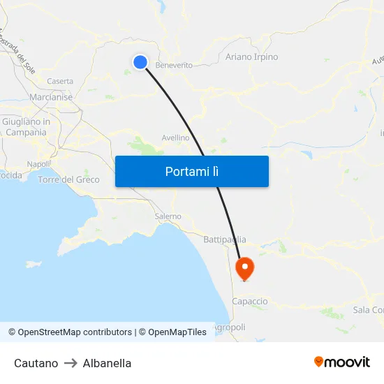Cautano to Albanella map