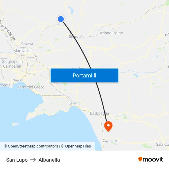 San Lupo to Albanella map