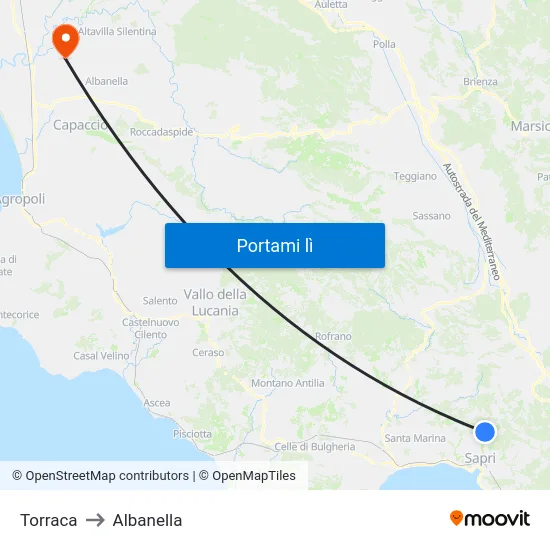 Torraca to Albanella map