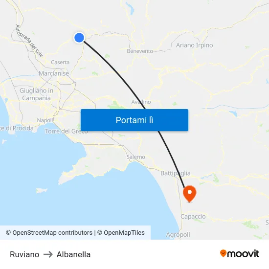 Ruviano to Albanella map