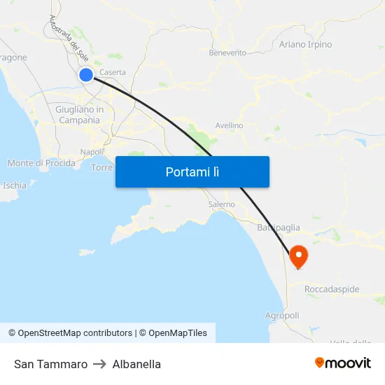 San Tammaro to Albanella map